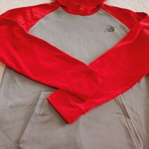 New Balance Red and Light Gray Raglan Pullover Hoodie